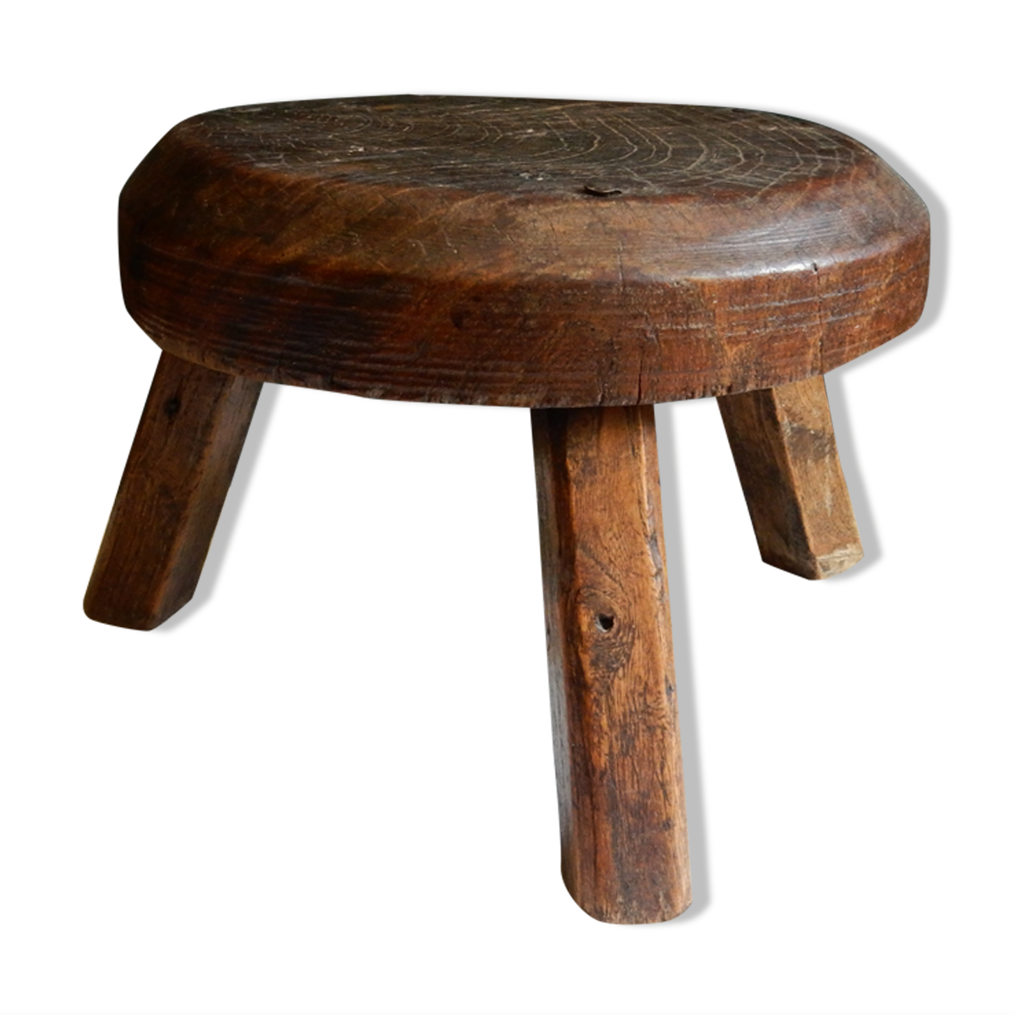 Small wooden farm tripod stool