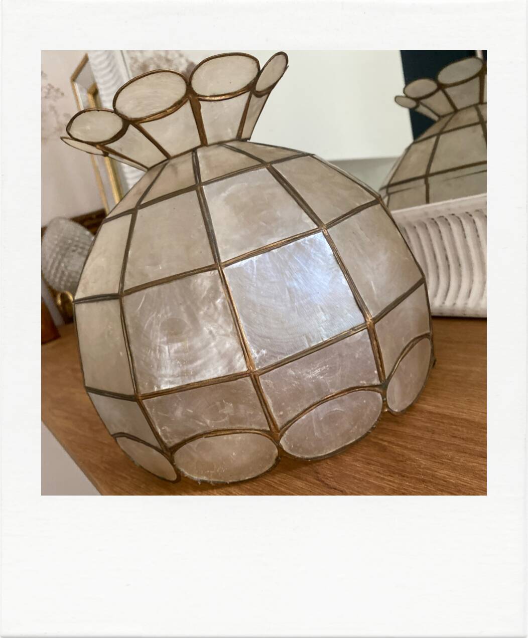 Mother-of-pearl and brass lampshade