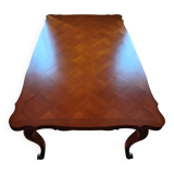 Louis XV style extendable table in solid cherry wood with marquetry.