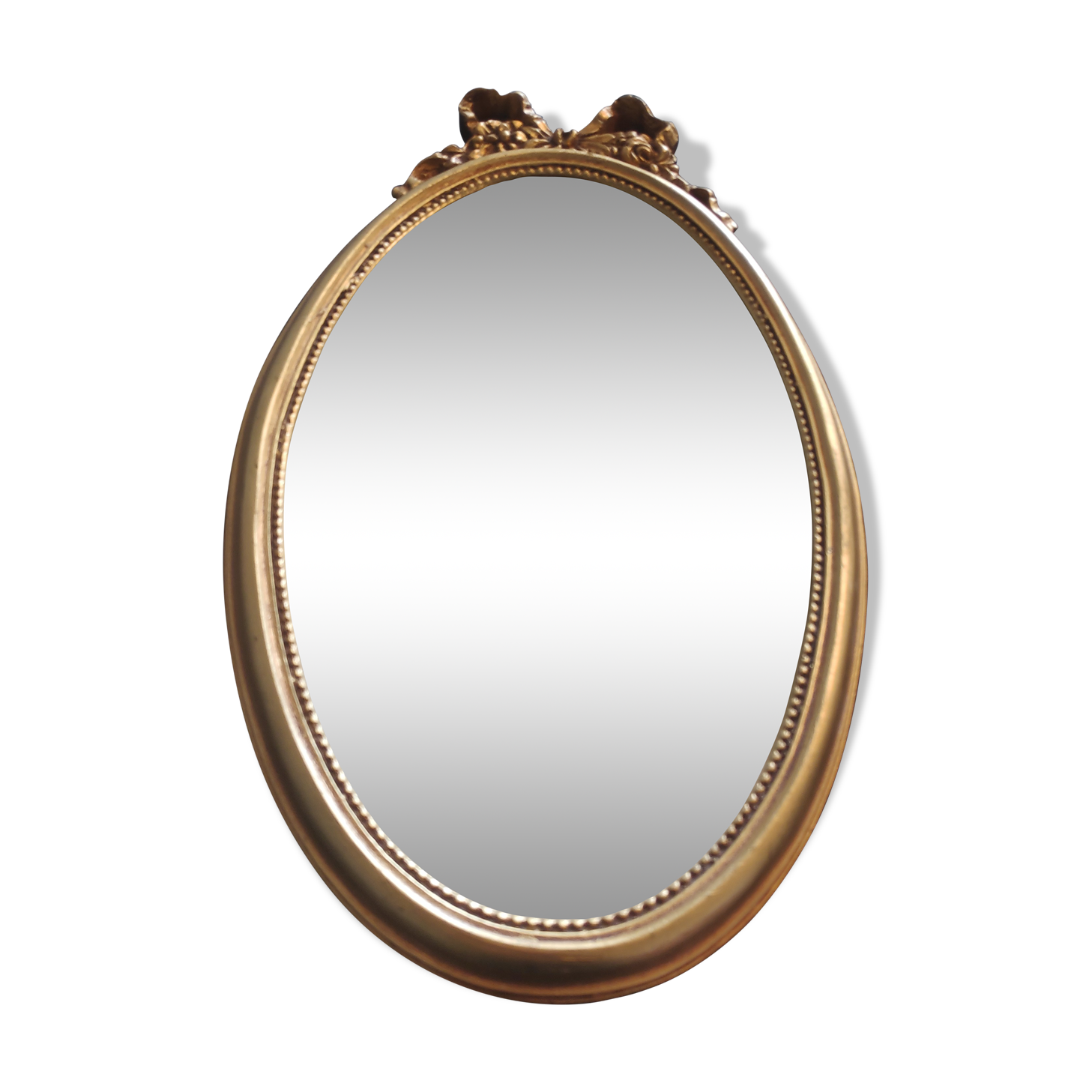 Louis XVI oval mirror gilded wood 43x23cm