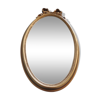 Miroir ovale Louis XVI bois doré 43x24cm
