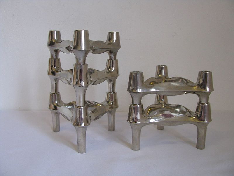 Set Of 5 , 1970s " Bmf " Modular Candle Holders Designed By Fritz Nagel & Ceasar Stoffi