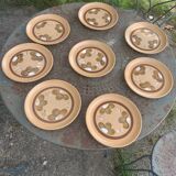 8 assiettes plates motifs fleurs en gres sarreguemines france vintage