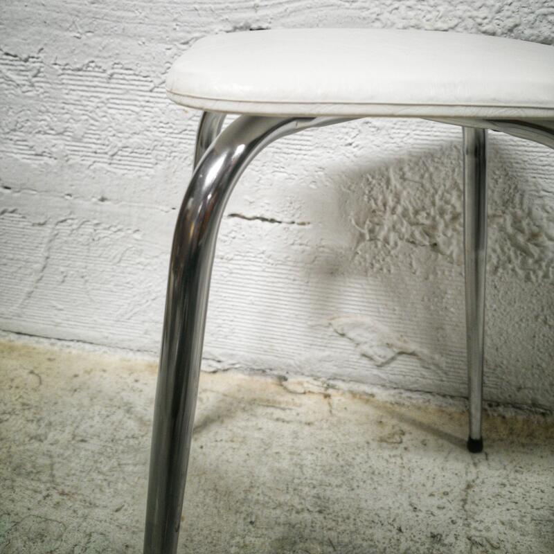 Stool chrome and skaï white