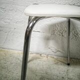 Stool chrome and skaï white