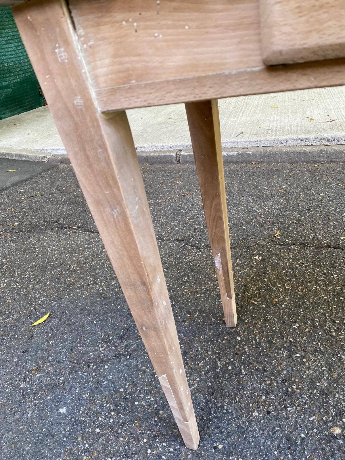 Renovated Parisian desk in raw solid wood 1950 - 80x45cm