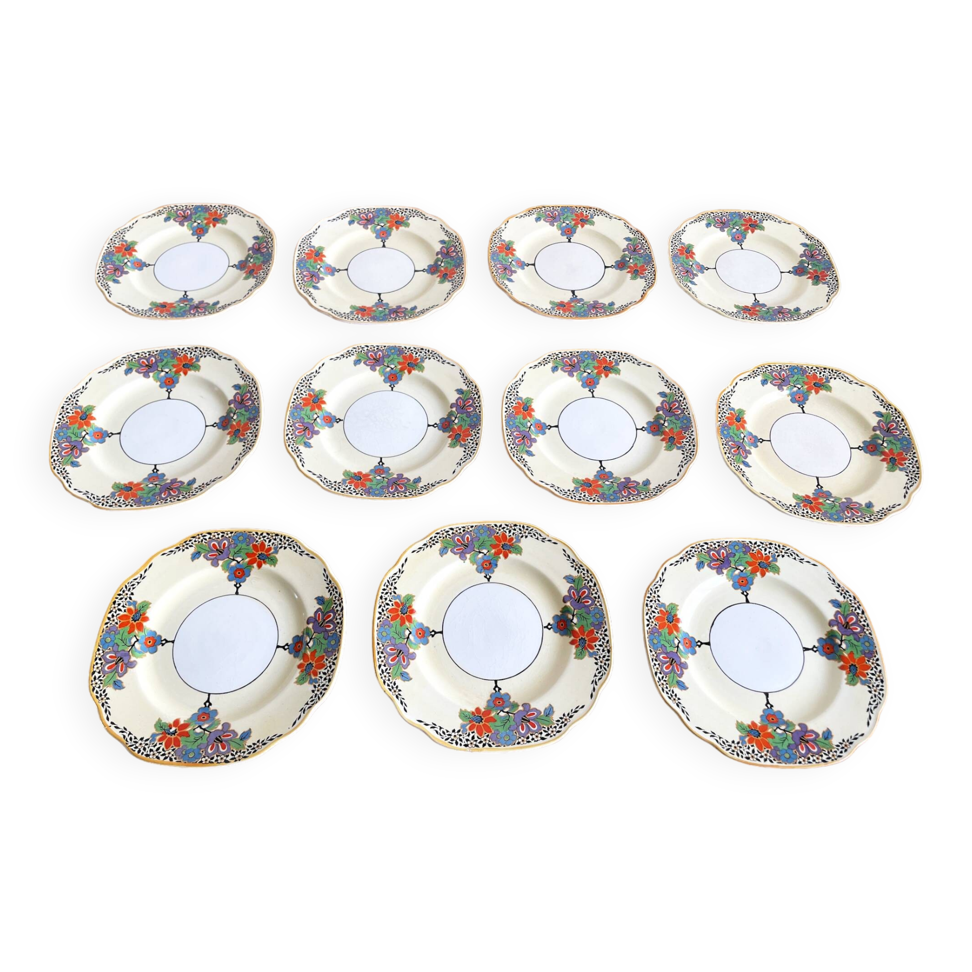 Set of 11 Rare Bread & Butter Plates by Barker Bros Ltd, Sandringham Pattern, Made in 1930-1937