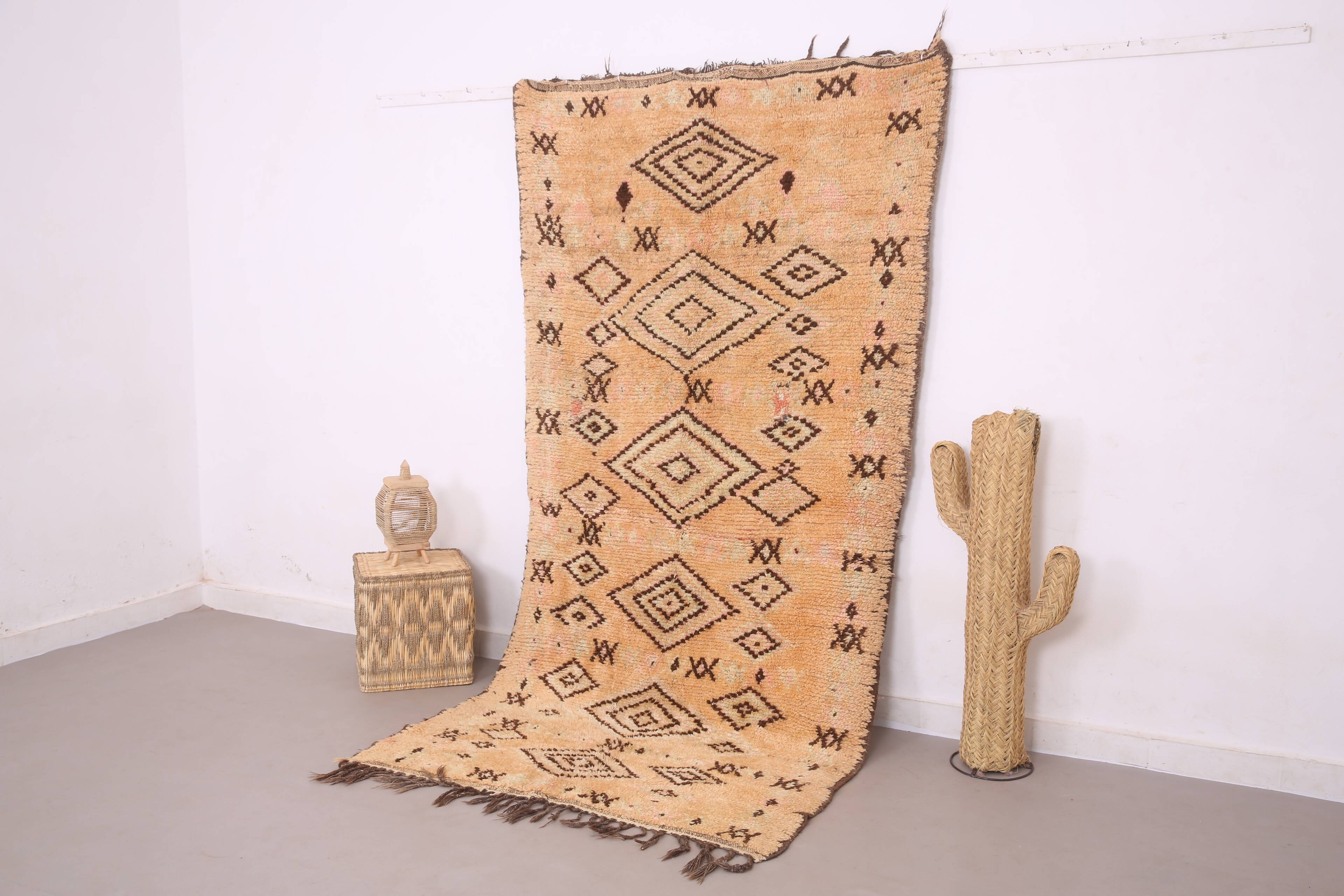 Peach Vintage Moroccan Rug 137 x 270 cm - Berber Rug Handmade - Wool Rug