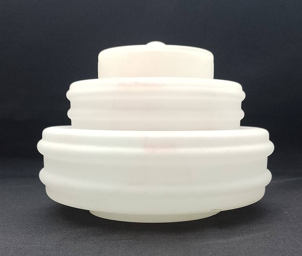 Art Deco Lampshade Glass Marbled Pattern White & Pink Birthday Cake