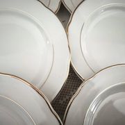 Lot de 12 assiettes à dessert en faïence blanche liseré doré Sarreguemines