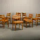 Razorblade style dining chairs by Henning Kjærnulf Oak and Leather Denmark