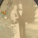 Old photo holder frame in vintage chiseled pewter