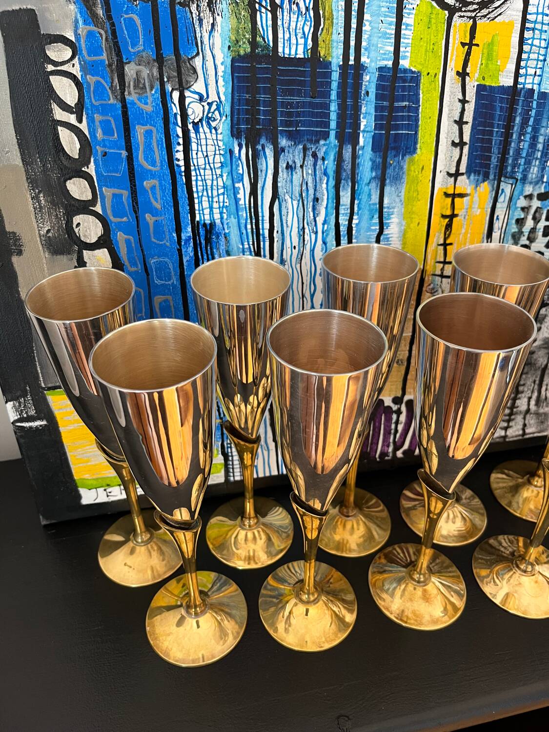 Service of 12 champagne flutes Orfèvrerie L'Ecuyer