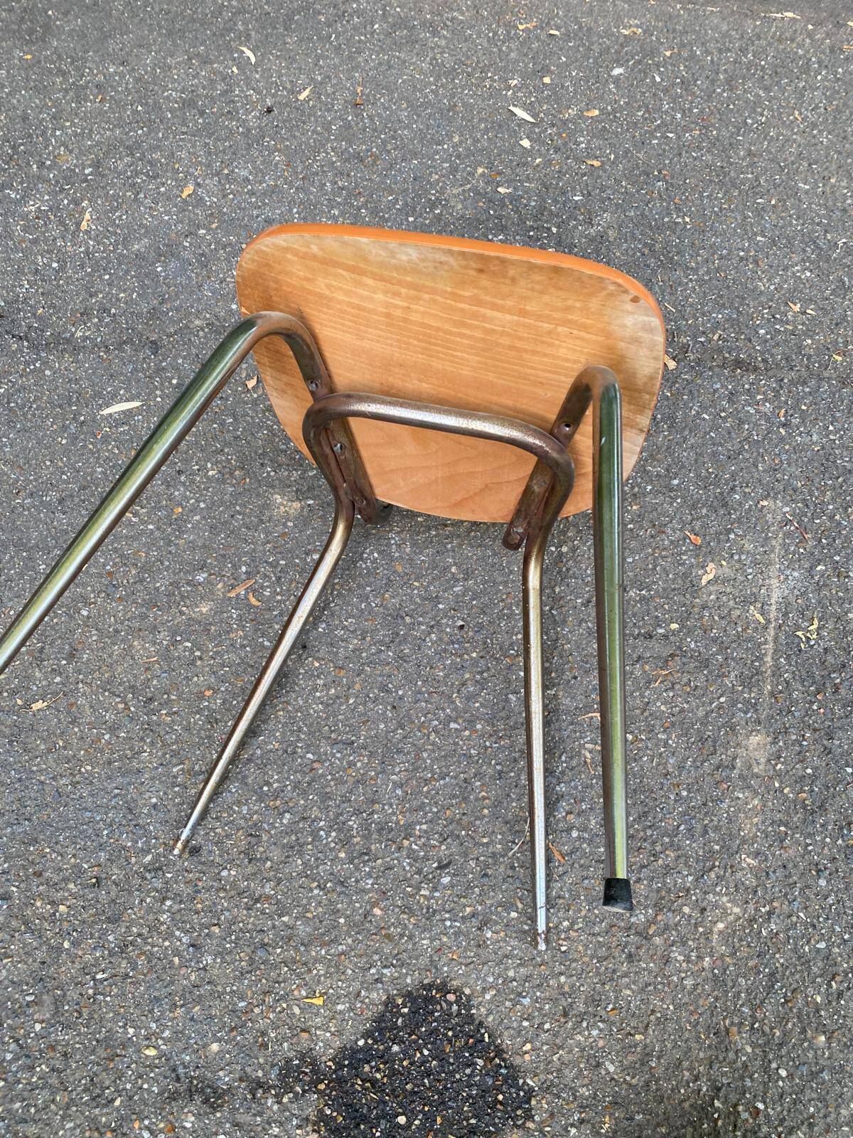 Vintage Chair 60s/70s Formica Wood Pattern & Chrome Legs