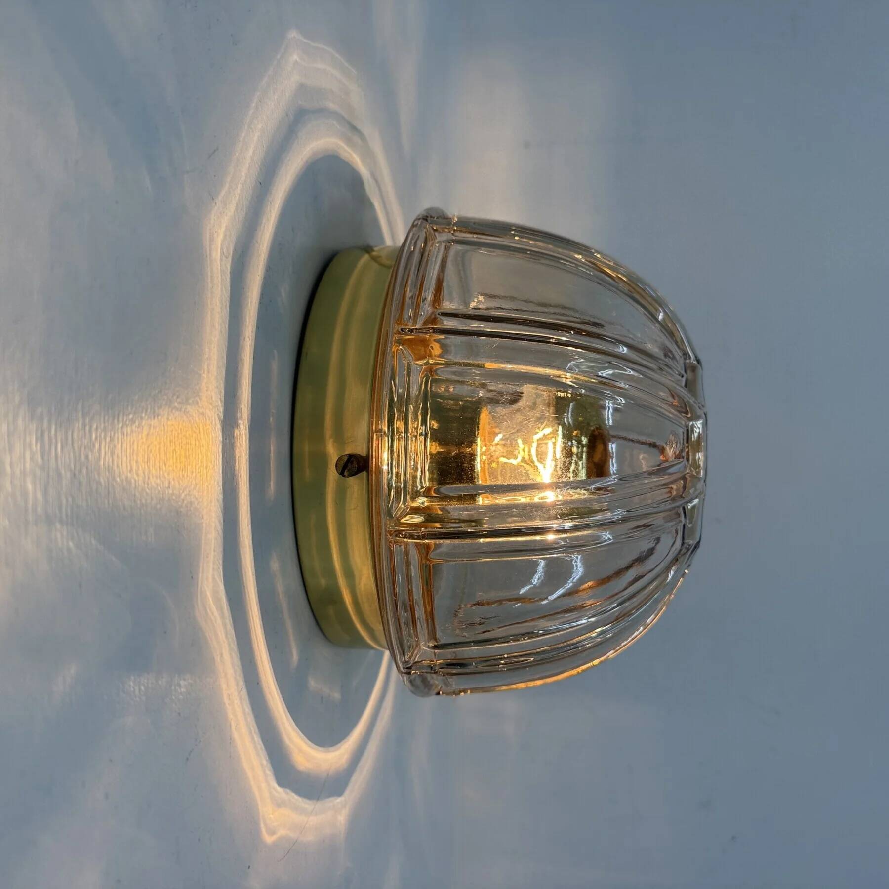 Limburg Galshütte topaz toned glass flush mount wall light or sconce, 1970s, Germany