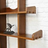 Brutalist Oak Asymmetrical Shelving Unit or Bookcase, 1970s