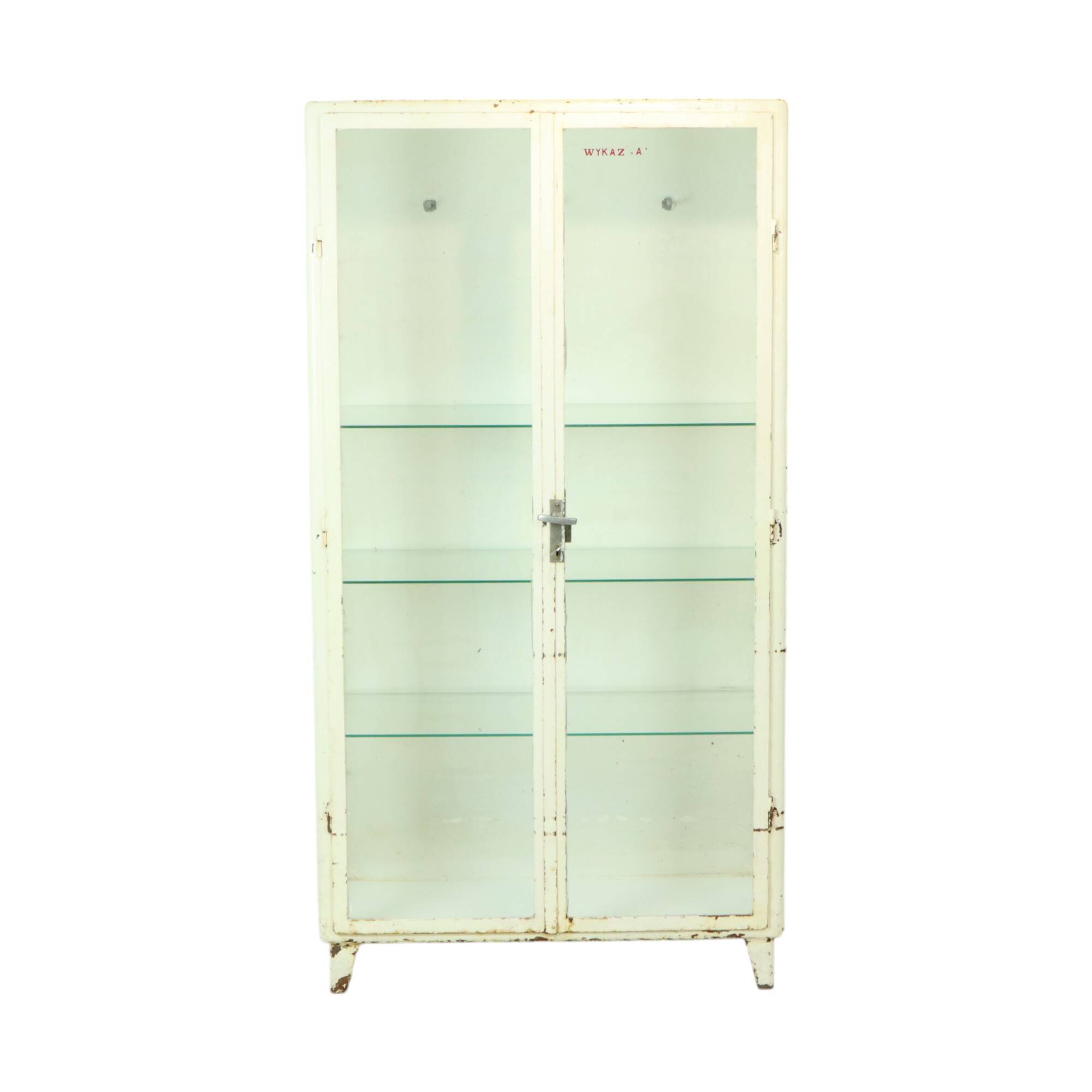 Old Metal Pharmacy Cabinet Medicine Cabinet Glass Industrial 1970s