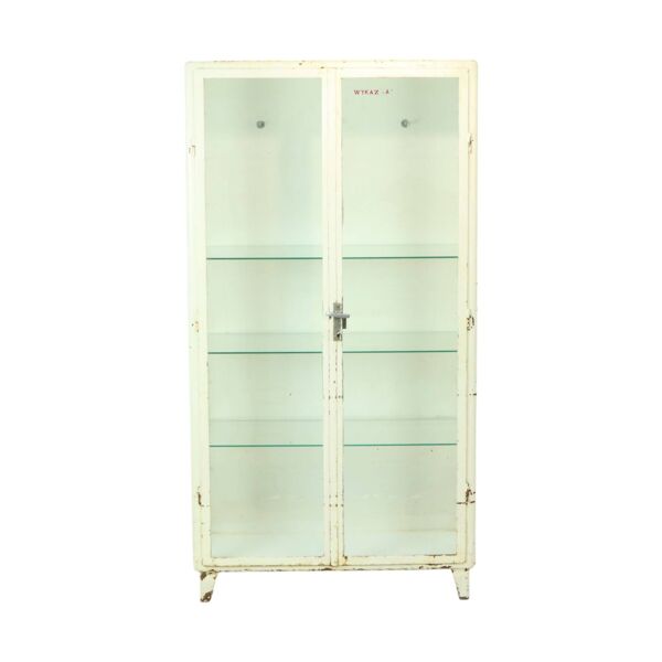 Ancienne armoire à pharmacie en métal Armoire à pharmacie en verre Industrielle des années 1970