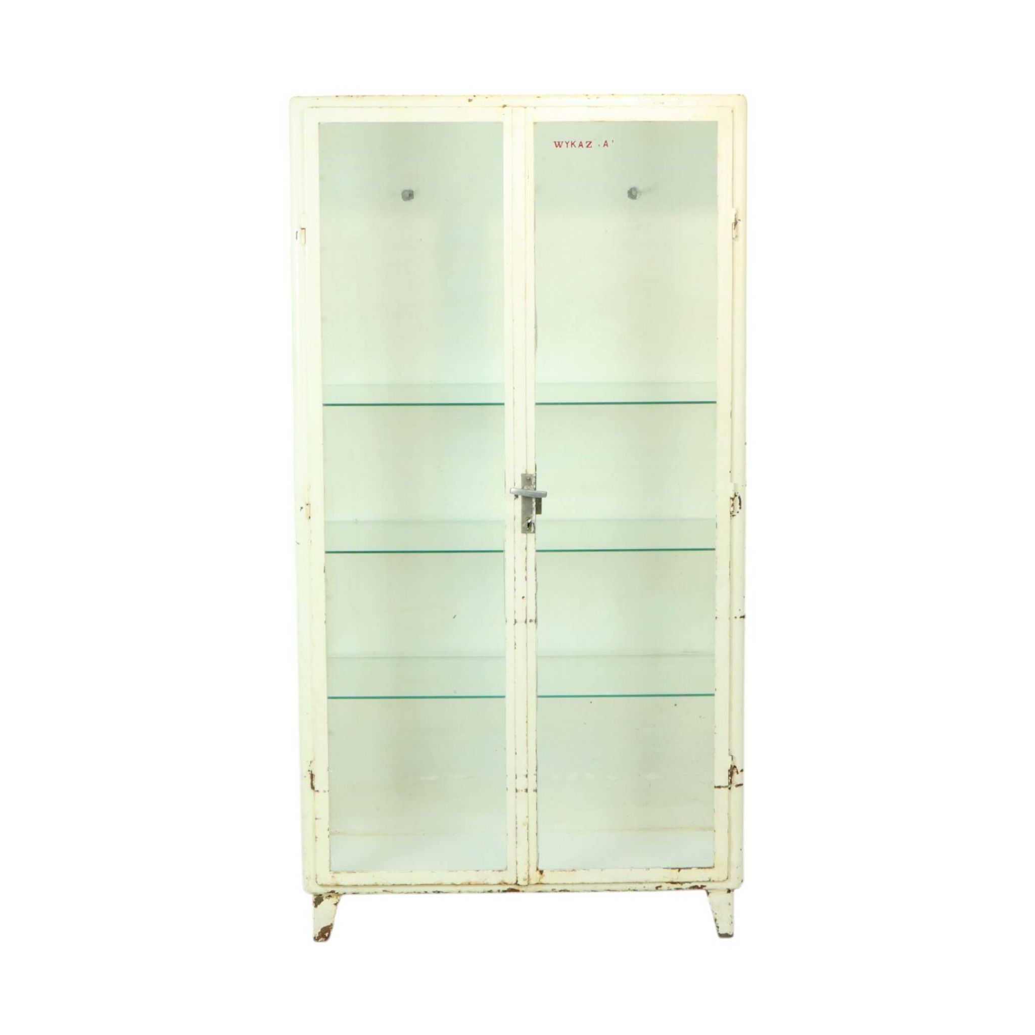 Old Metal Pharmacy Cabinet Medicine Cabinet Glass Industrial 1970s