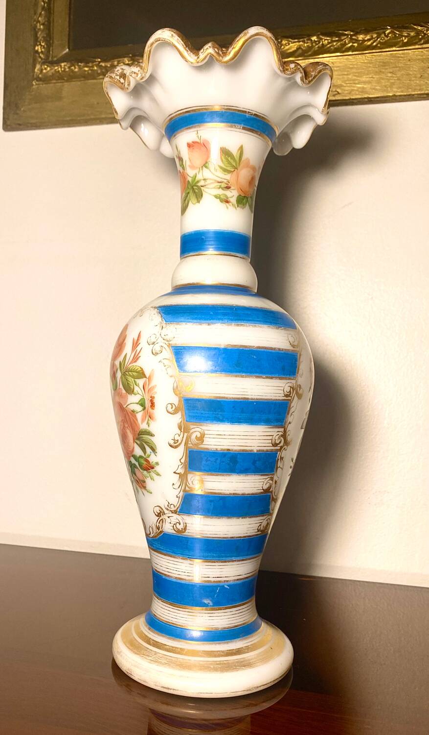 Jean-françois robert baccarat vase opaline peint main