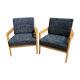 Black velvet-like fabric chairs in beech frame 1960s