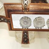 French Art Deco 6-Arm, 10-Light Chandelier Petitot Ezan Style, Copper Tone