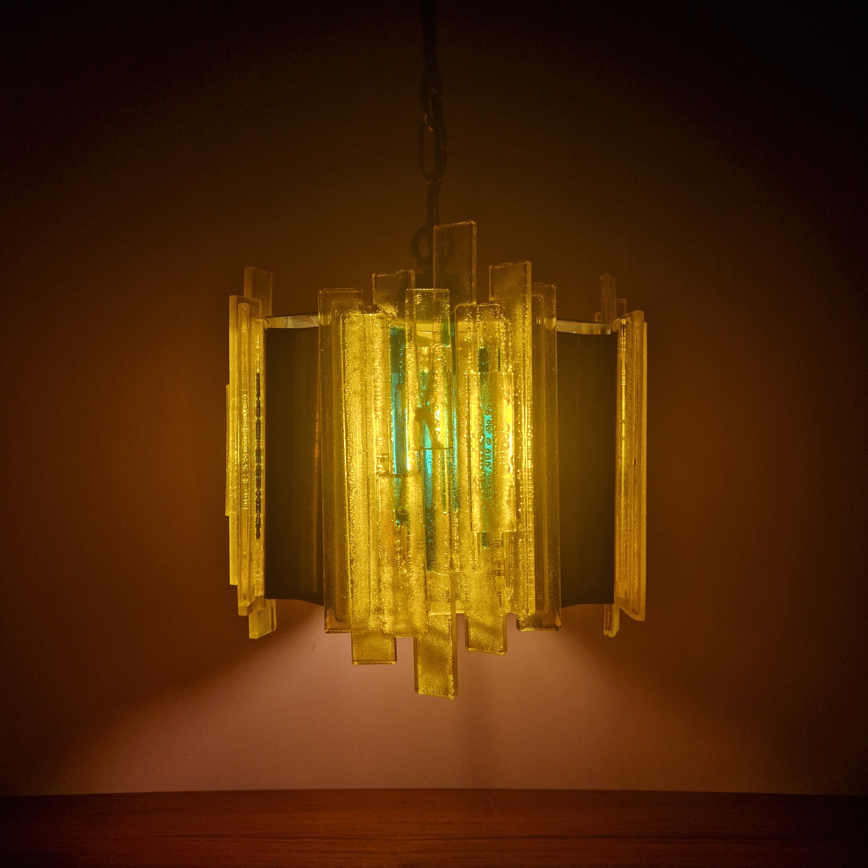 Acrylic and Brass Pendant Lamp by Claus Bolby for CEBO Industri, Denmark, 1960s