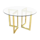 Round dining table glass and gilded metal, vintage 80's