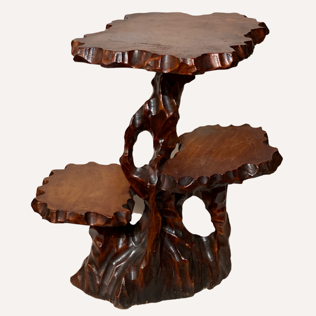Biomorphic brutalist tree triple plant stand or side table, Dutch 1960s