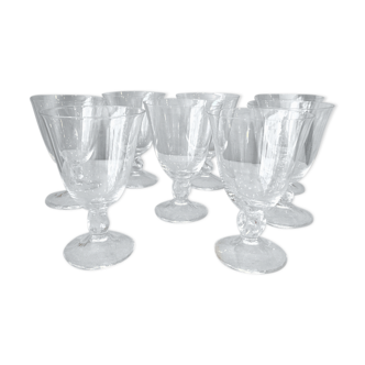 Suite de 8 verres a eau en cristal daum modele orval