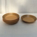 Set of six hollow plates in sarreguemines sandstone Atelier d'art dimension: diameter -21cm -pr-4cm-