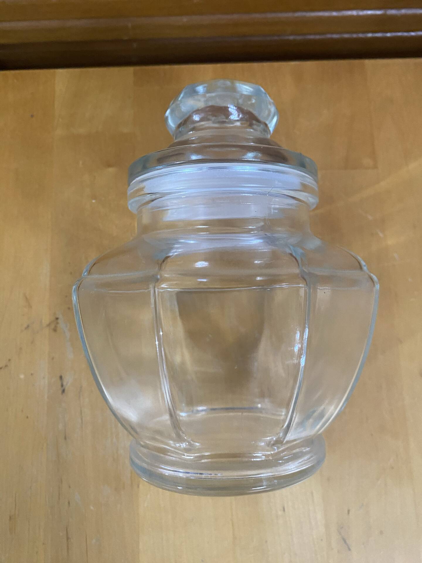 Antique Glass Bonbonnière + Lid Kitchen Storage Italy #