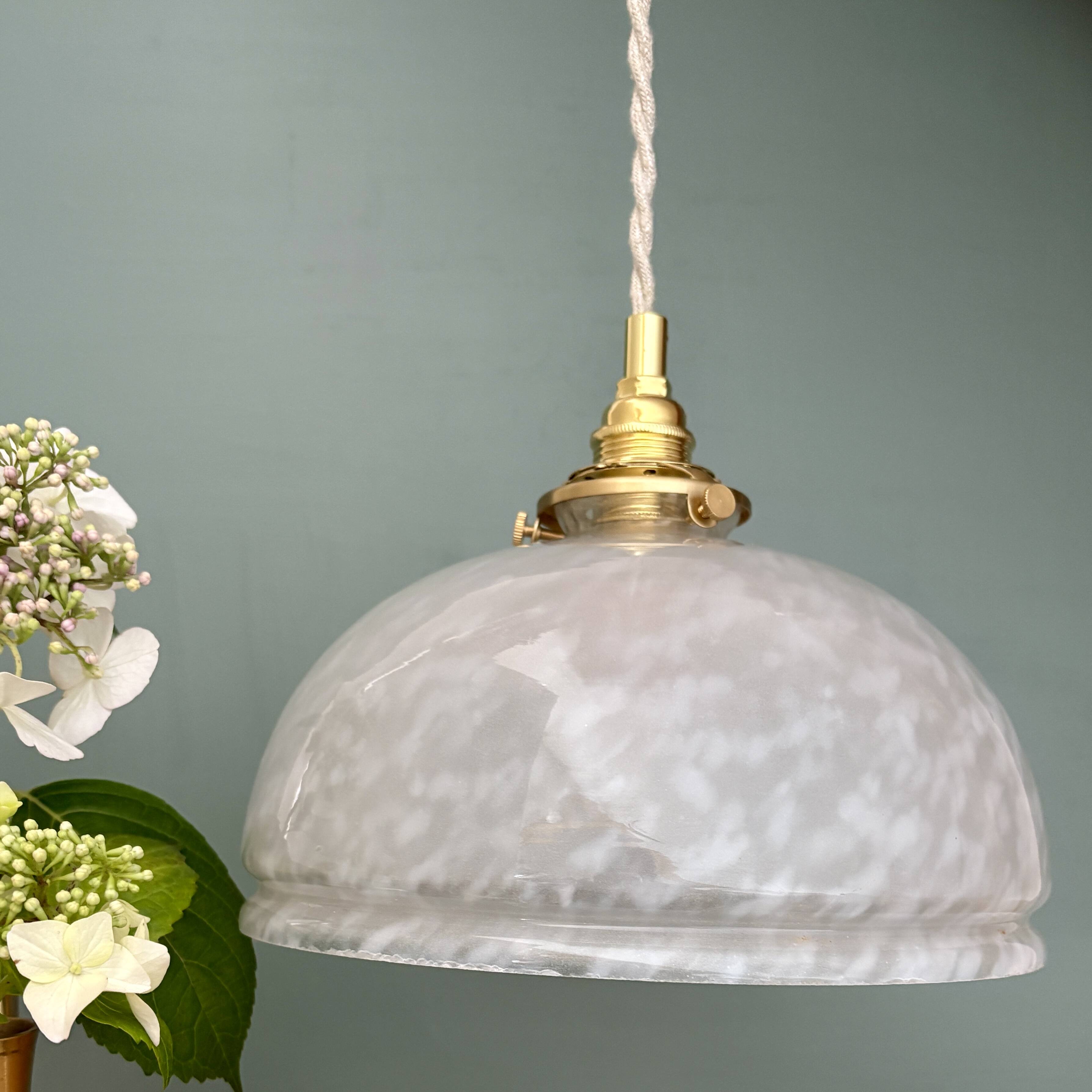 Vintage Clichy White Glass Pendant Lampshade