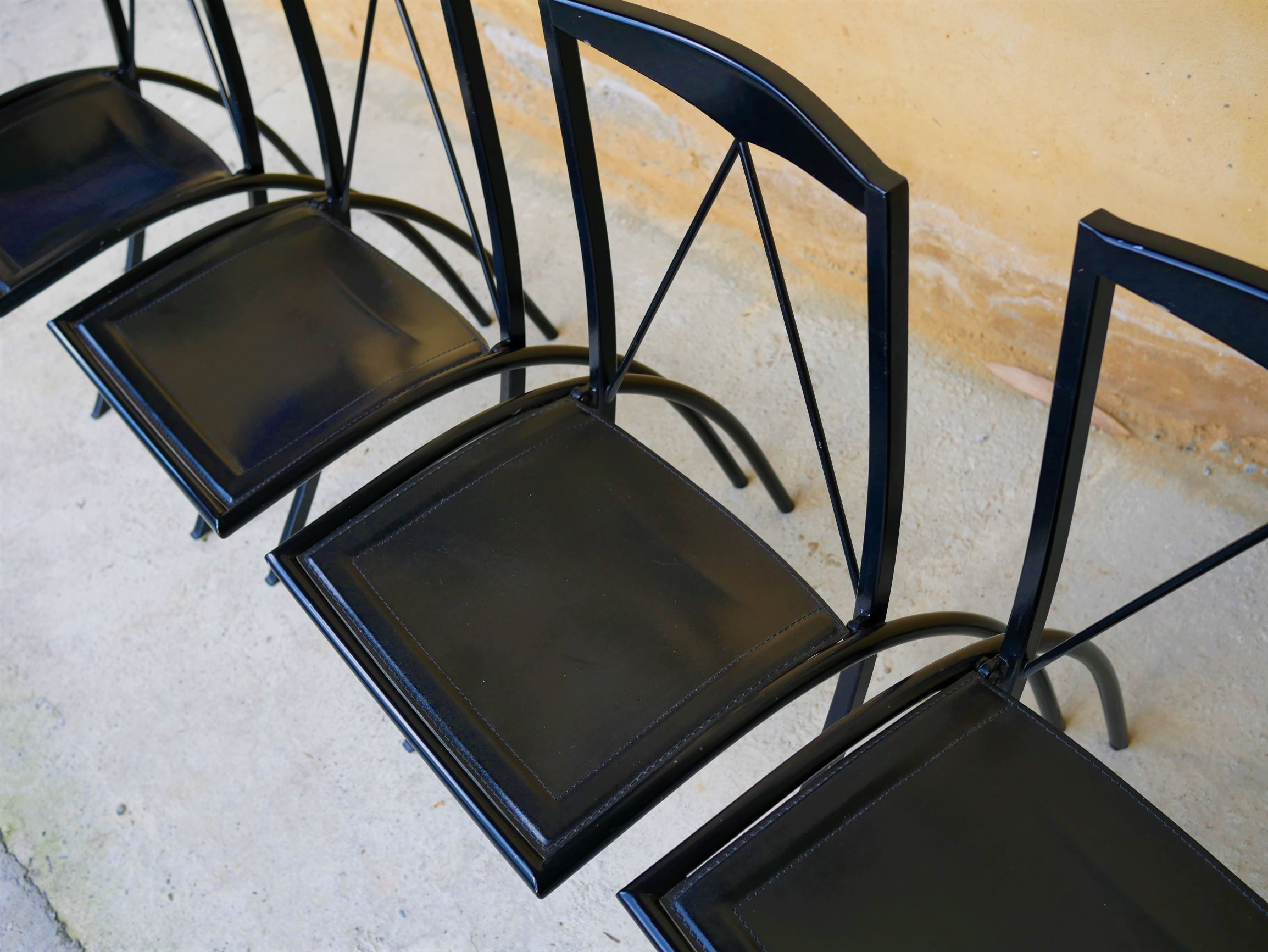 Chair by Cattelan Italia folding vintage leather and metal