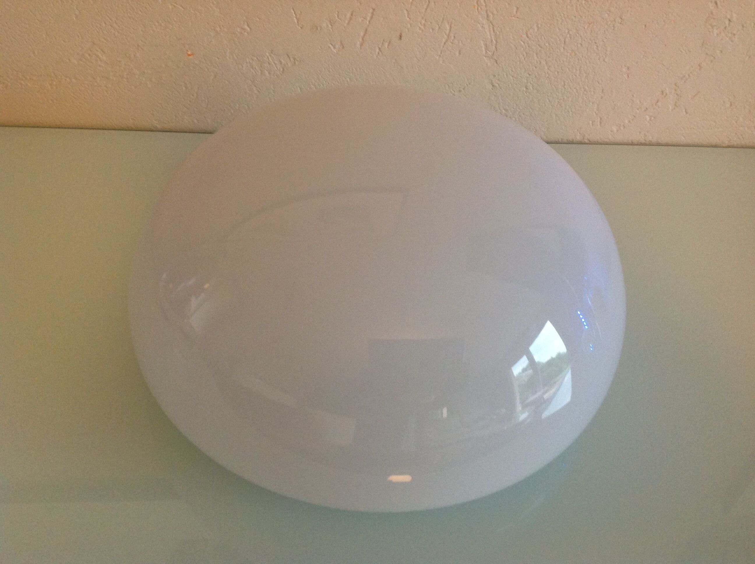 Half moon ceiling light in white opaline vintage 60s-70s