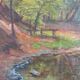 Peinture à l'huile vintage originale paysage forestier