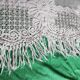 Bedspread, vintage, crocheted, floral, square mesh.