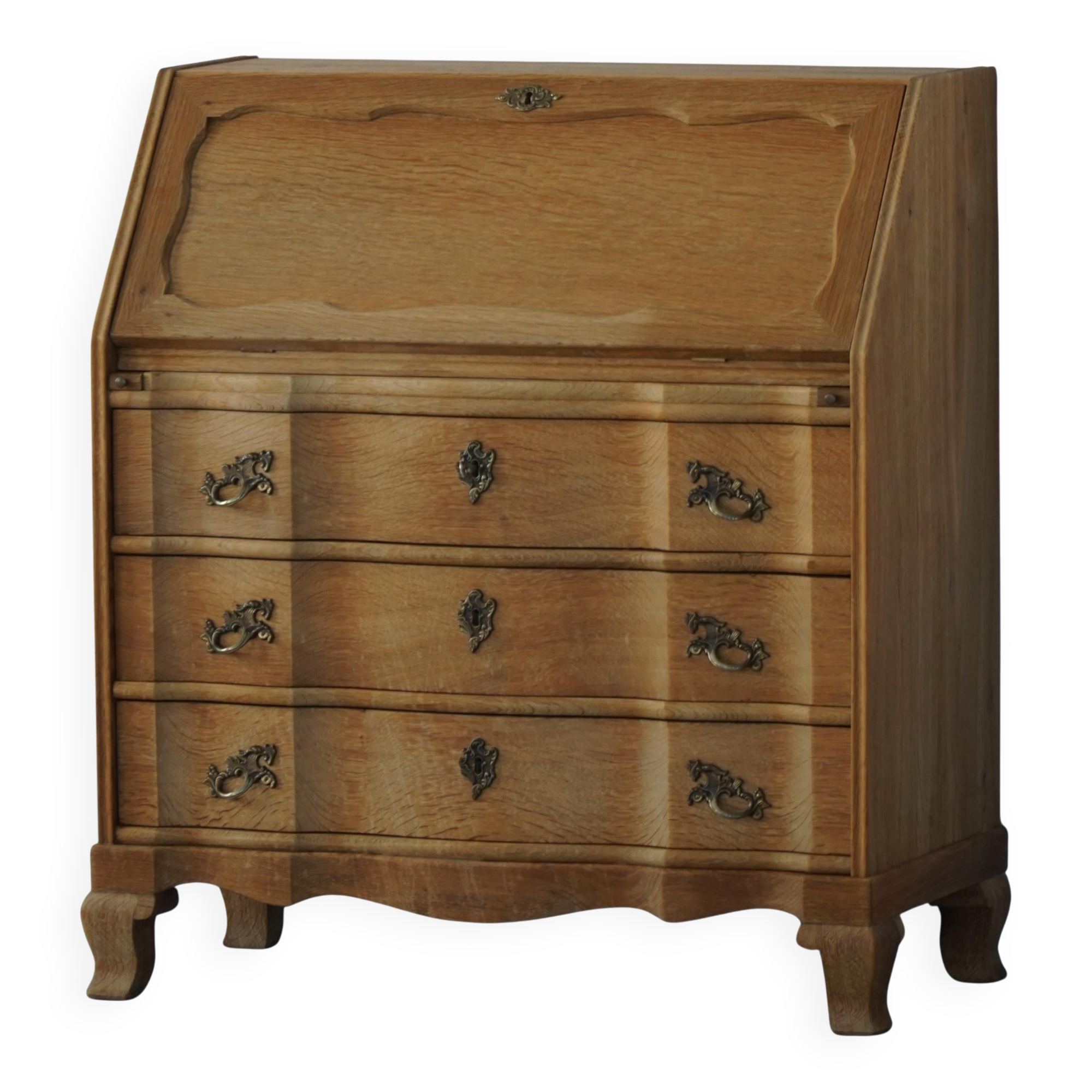 Milieu du 20e siècle, Danis Modern Oak Drop-Front Secretary Desk / Bureau