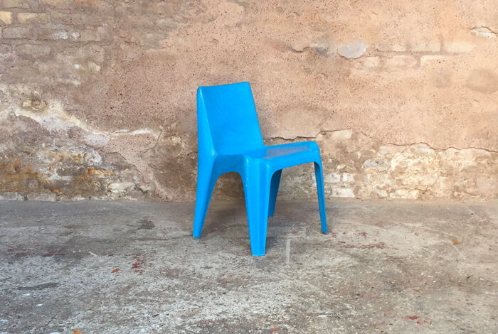 Chair blue casting by Helmut Batzner