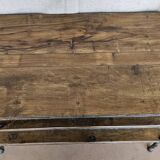 Textile workshop console in teak and wrought iron