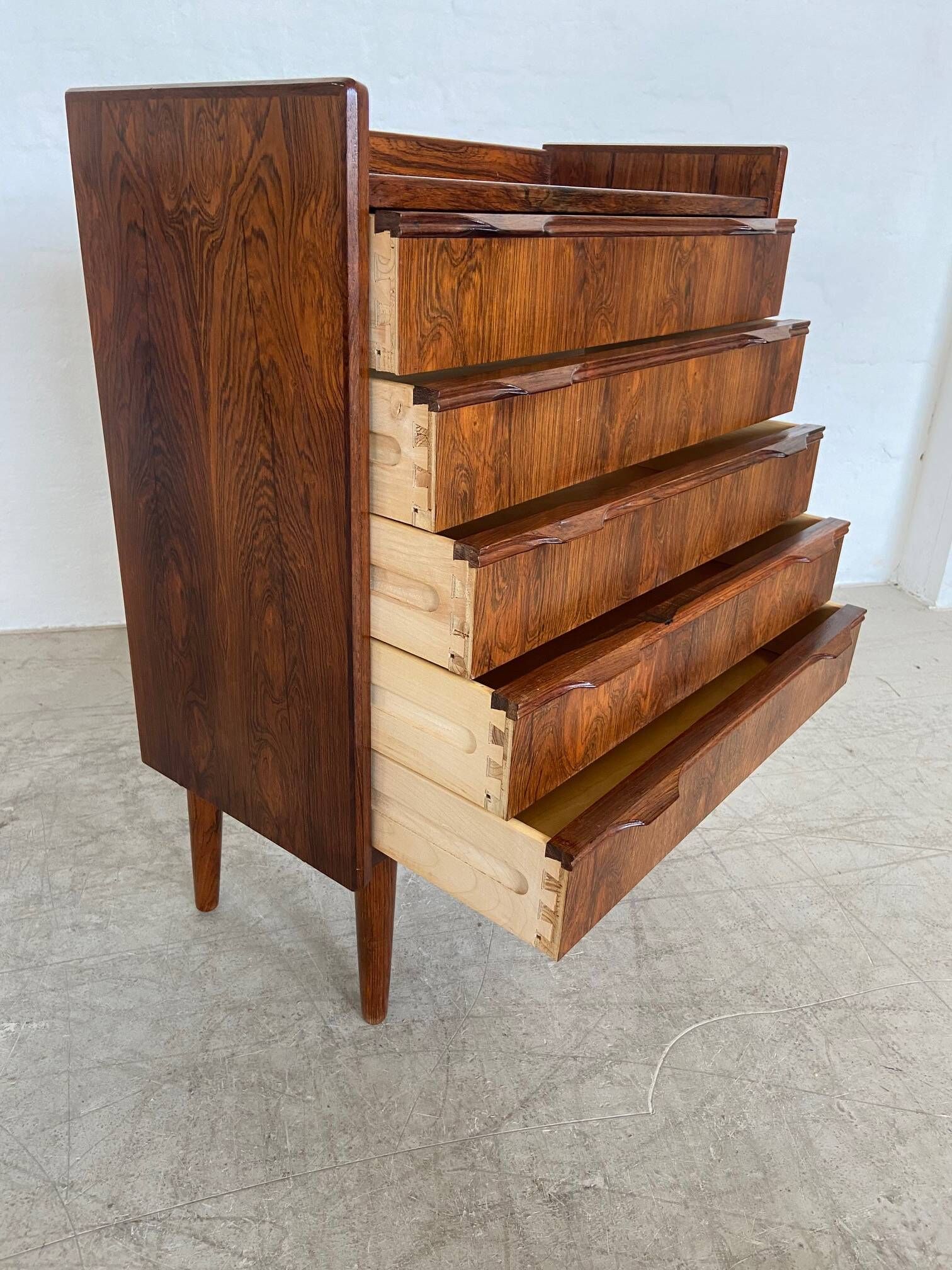 Vintage Danish mid-century modern rosewood chest of drawers by Henning Jørgensen 1959