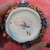 Antique english faience vase Alhambrian - relief decoration