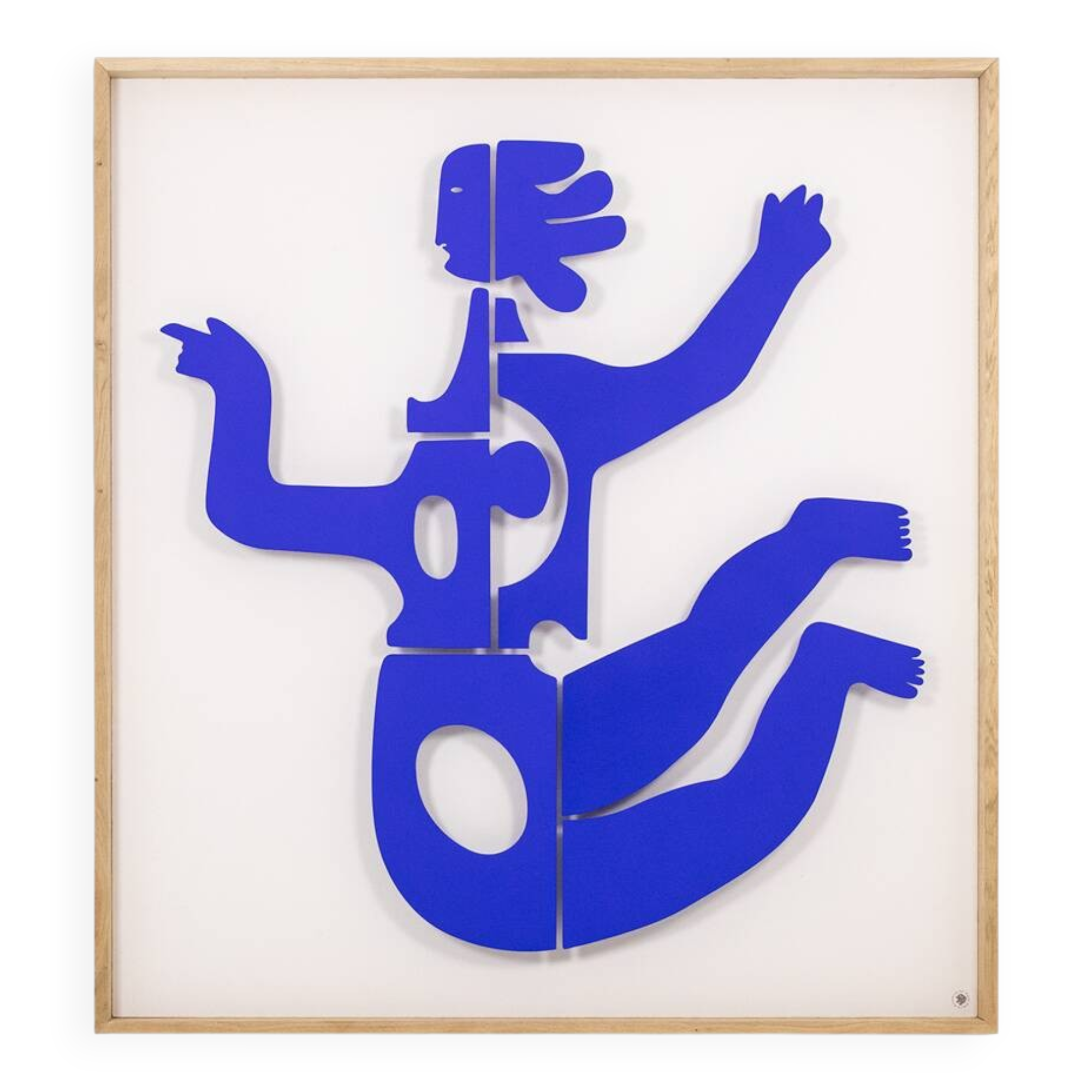 Antonine de Saint Pierre Blue lacquered metal sign. Contemporary
