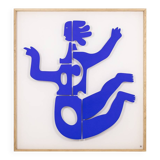 Antonine de Saint Pierre Blue lacquered metal sign. Contemporary