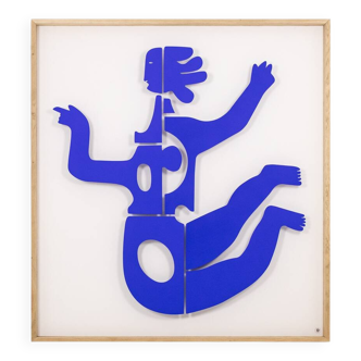 Antonine de Saint Pierre Blue lacquered metal sign. Contemporary