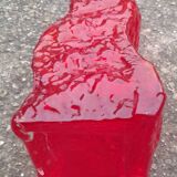 vintage brutalist red glass vase