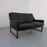 Mid-Century Rosewood & Leather 2-Seater Sofa by Rudolf Glatzel for Kill International, 1960s