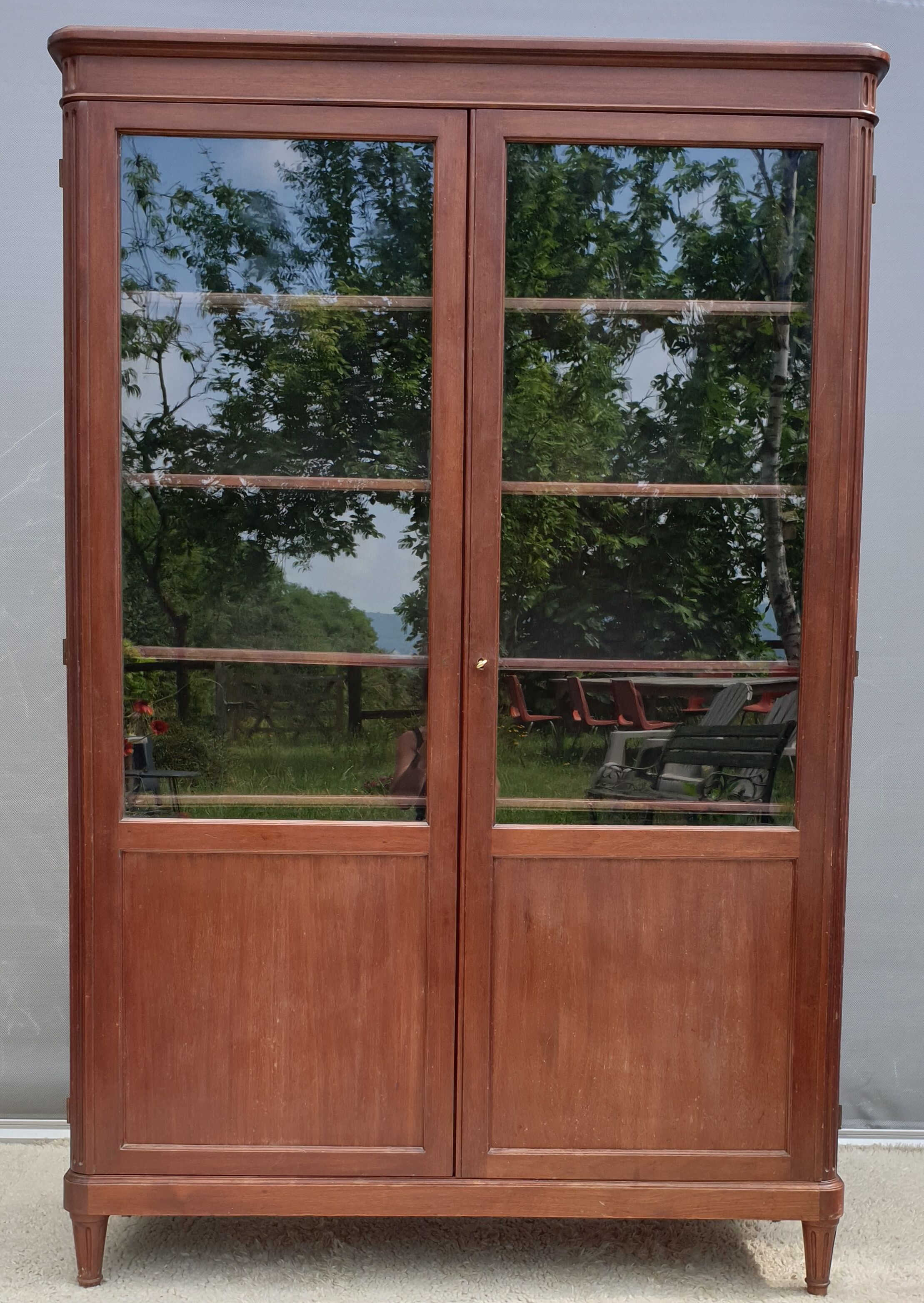 Mahogany library showcase Louis XVI style