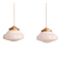 Pair of Art Deco pendant lights in white opaline.