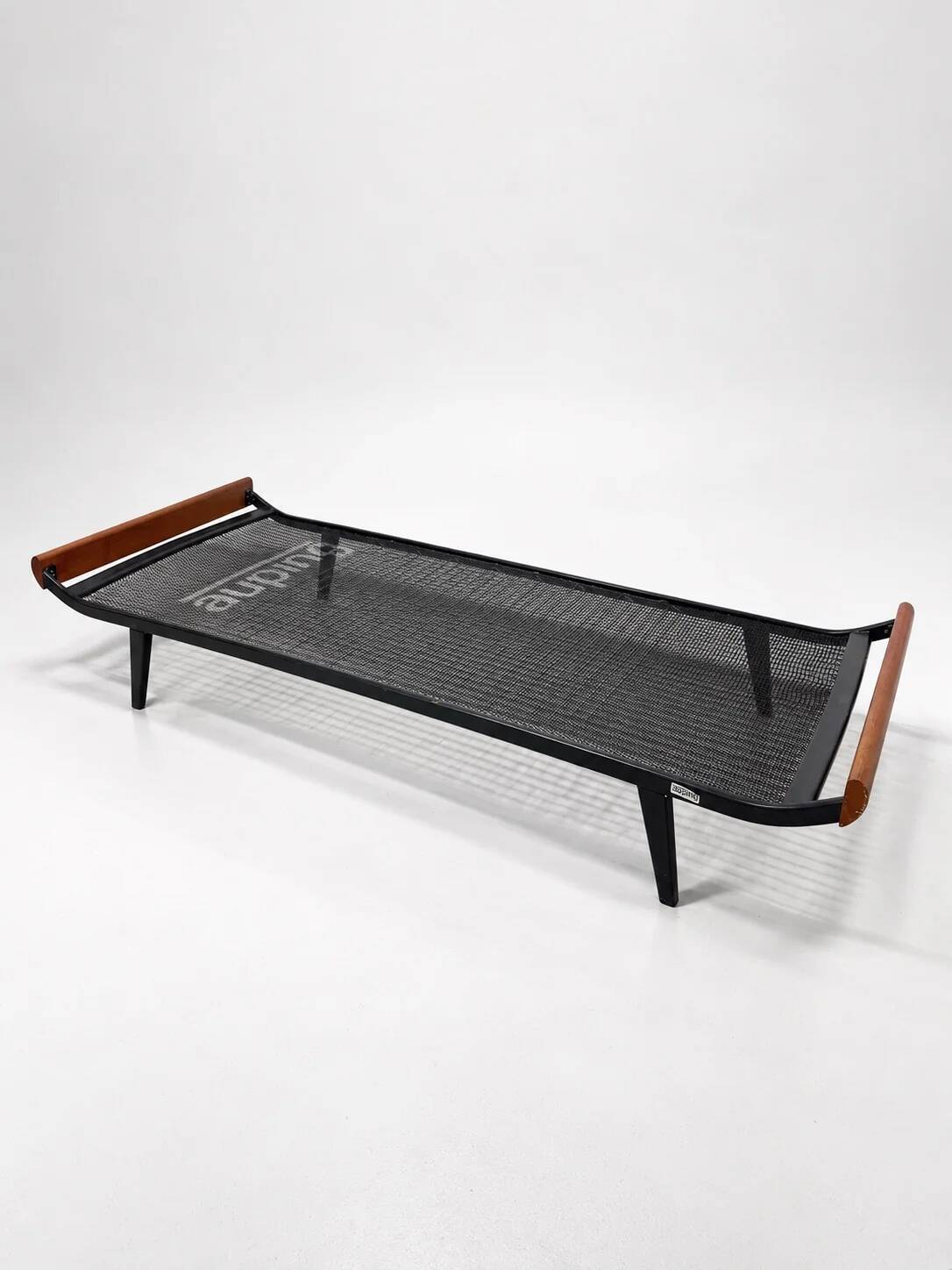 Daybed Auping Cleopatra by Dick Cordemeijer, black steel and teak, 1950s